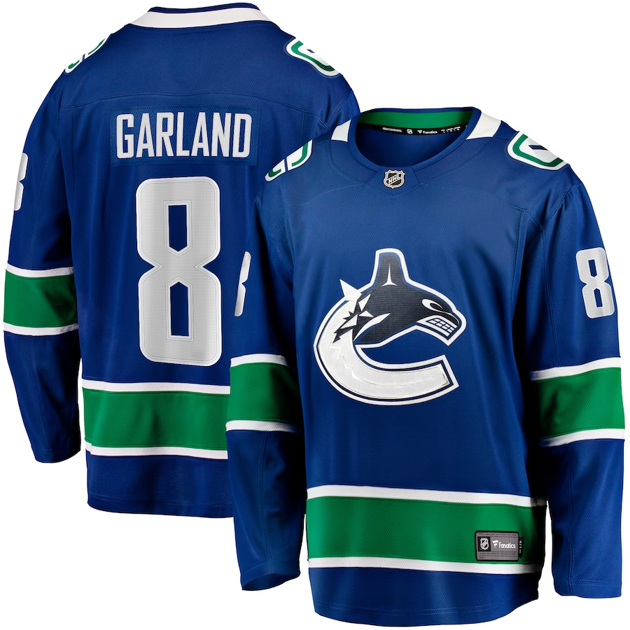 Men's Vancouver Canucks Conor Garland #8 Blue Home Breakaway Jersey1