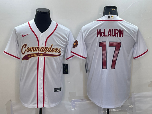 Men's Washington Commanders Terry McLaurin #17 White Game Jersey1 Joint Edition