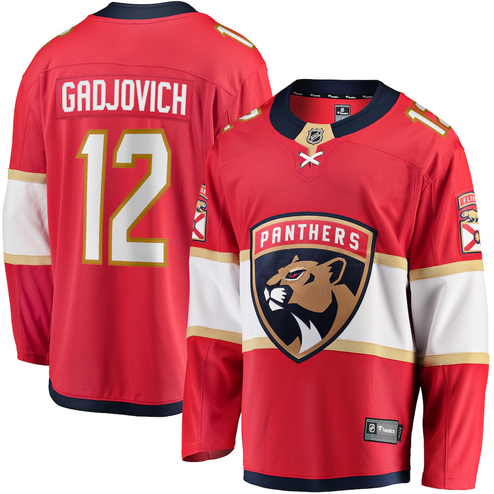 Men's Florida Panthers Jonah Gadjovich #12 Fanatics Red Player Jersey