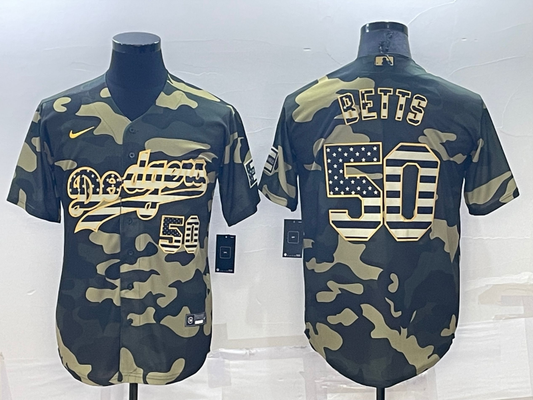 Men's Los Angeles Dodgers Mookie Betts #50 Camouflage Replica Baseball Jersey1