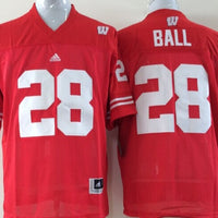 Men's Wisconsin Badgers Montee Ball #28 Red Player Game Jersey