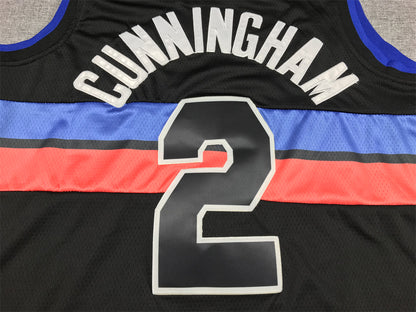 Men's Detroit Pistons Cade Cunningham #2 Black 2022/23 Fast Break Player Jersey1 - Statement Edition