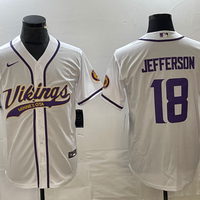 Men's Minnesota Vikings Justin Jefferson #18 White Game Jersey1 Joint Edition