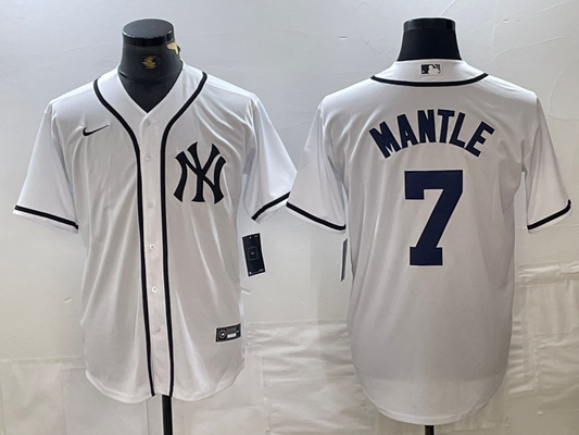 Men's New York Yankees Mickey Mantle #7 White Limited Game Jersey1
