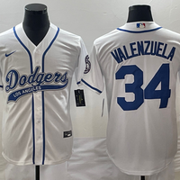 Men's Los Angeles Dodgers Fernando Valenzuela #34 White Player Jersey1 Joint Edition