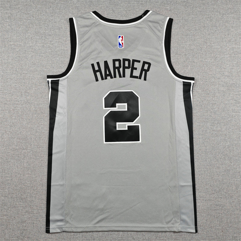 Men's San Antonio Spurs Dylan Harper #2 Silver Swingman Jersey - Statement Edition