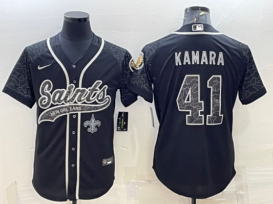 Men's New Orleans Saints Alvin Kamara #41 Black RFLCTV Limited Jersey1 Joint Edition
