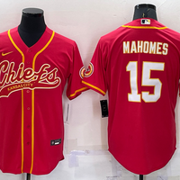 Men's Kansas City Chiefs Patrick Mahomes #15 Red Game Jersey1 Joint Edition