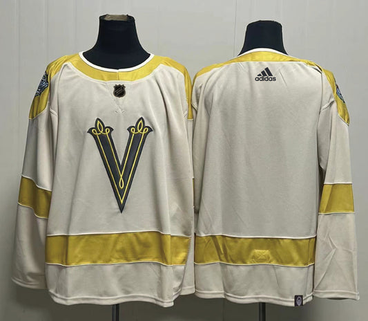Men's Vegas Golden Knights Cream 2024 NHL Winter Classic Primegreen Authentic Blank Jersey1