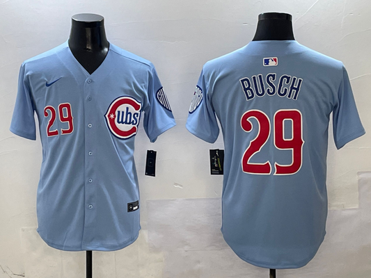 Men's Chicago Cubs Michael Busch #29 Light Blue 2nd Alternate Limited Player Jersey1