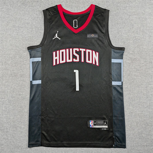 Men's Houston Rockets Amen Thompson #1 Black Swingman Jersey - Statement Edition