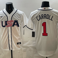 Men's USA Baseball Corbin Carroll #1 White 2026 World Baseball Classic Stadium Jersey