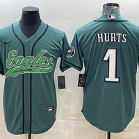 Men's Philadelphia Eagles Jalen Hurts #1 Midnight Green Game Jersey1 Joint Edition