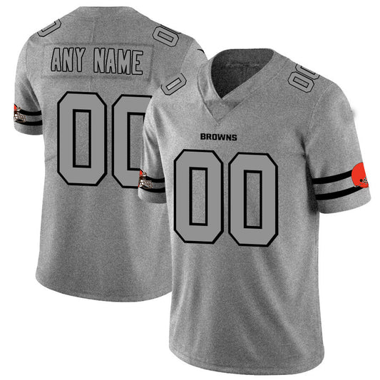 Custom1 Cleveland Browns 2019 Gray Gridiron Gray Vapor Untouchable Limited Jersey1 Stitched American Football Jerseys