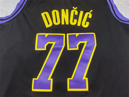 Men's Los Angeles Lakers Luka Doncic #77 Black 2023/24 Swingman Jersey1 - City Edition