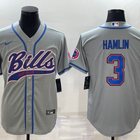 Men's Buffalo Bills Damar Hamlin #3 Gray Game Jersey1 Joint Edition