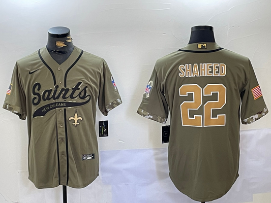 Men's New Orleans Saints Rashid Shaheed #22 Olive Salute To Service Game Jersey1