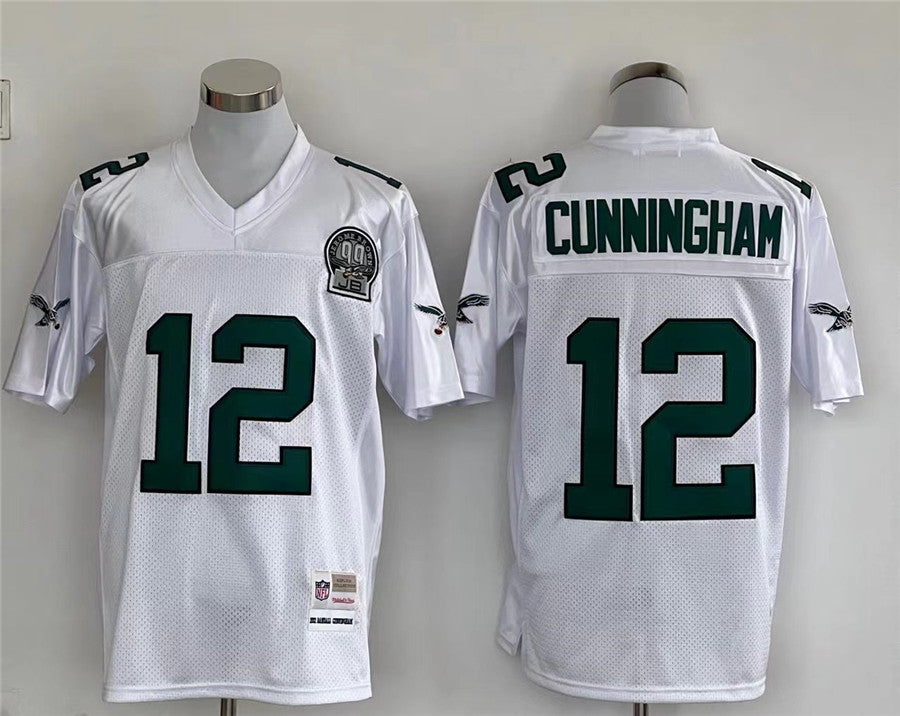 Men's Philadelphia Eagles Randall Cunningham Mitchell & Ness White Legacy Replica Jersey1