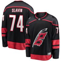 Men's Carolina Hurricanes Jaccob Slavin #74 Black Home Breakaway Player Jersey1