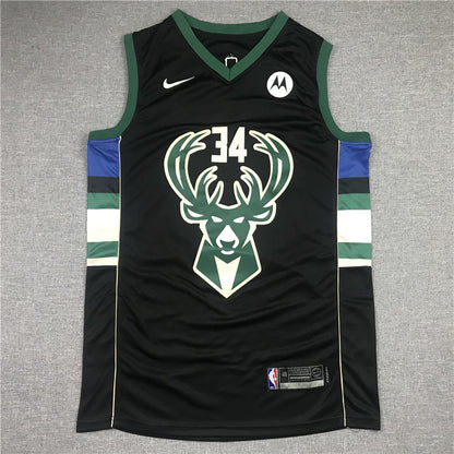 Men's Milwaukee Bucks Giannis Antetokounmpo #34 Black Player Jersey1
