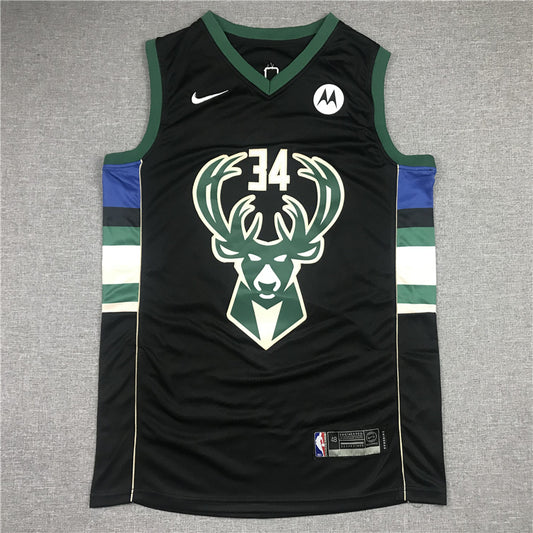 Men's Milwaukee Bucks Giannis Antetokounmpo #34 Black Player Jersey1