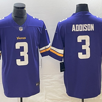 Men's Minnesota Vikings Jordan Addison #3 Purple 2023 NFL Draft First Round Pick Game Jersey1
