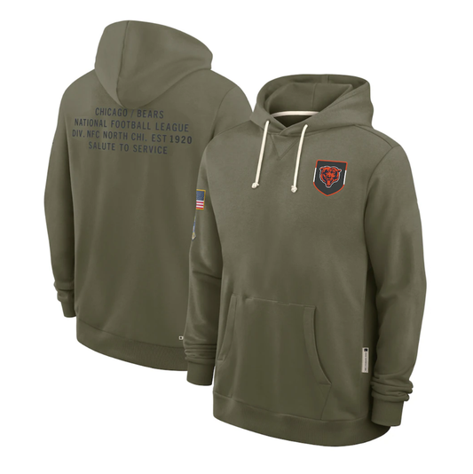 Men's Chicago Bears Olive 2025 Salute to Service Sideline Standard Issue Dri-FIT Hoodie