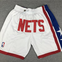 Men's Brooklyn Nets White Basketball Shorts1 Retro