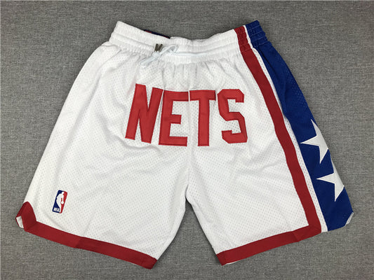Men's Brooklyn Nets White Basketball Shorts1 Retro