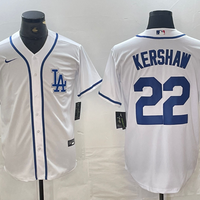 Men's Los Angeles Dodgers Clayton Kershaw #22 White Limited Player Jersey1