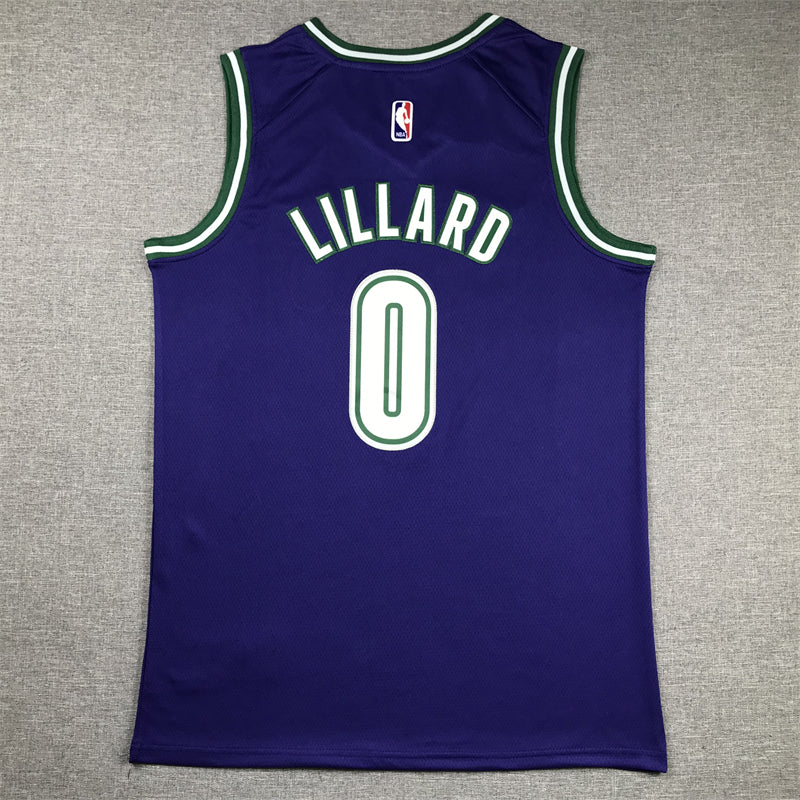 Men's Milwaukee Bucks Damian Lillard #0 Purple Swingman Jersey1 - Classic Edition