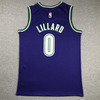 Men's Milwaukee Bucks Damian Lillard #0 Purple Swingman Jersey1 - Classic Edition