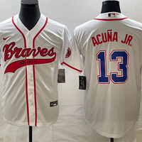 Men's Atlanta Braves Ronald Acuna Jr. #13 White Replica Player Jersey1 Joint Edition