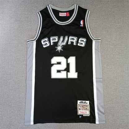 Men's San Antonio Spurs Tim Duncan Black Big & Tall Hardwood Classics Jersey1