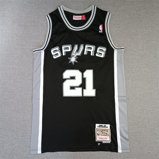 Men's San Antonio Spurs Tim Duncan Black Big & Tall Hardwood Classics Jersey1