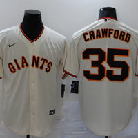 Men's San Francisco Giants Brandon Crawford #35 Beige Replica Baseball Jersey1