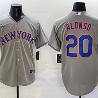 Men's New York Mets Pete Alonso #20 Gray Replica Player Jersey1