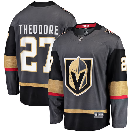 Men's Vegas Golden Knights Shea Theodore #27 Gray Alternate Breakaway Player Jersey1