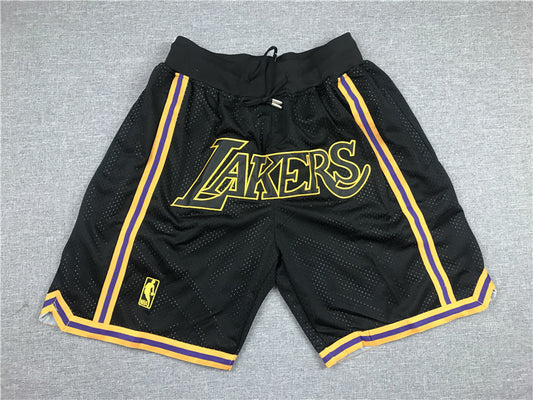 Men's Los Angeles Lakers Black Pro Shorts1 Stitched Size S-XXL