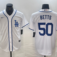 Men's Los Angeles Dodgers Mookie Betts #50 White Limited Player Jersey1