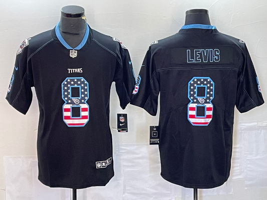 Men's Tennessee Titans Will Levis #8 Black Player Jersey1