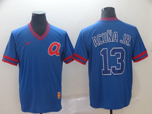 Men's Atlanta Braves Ronald Acuna Jr. #13 Blue Replica Player Jersey1