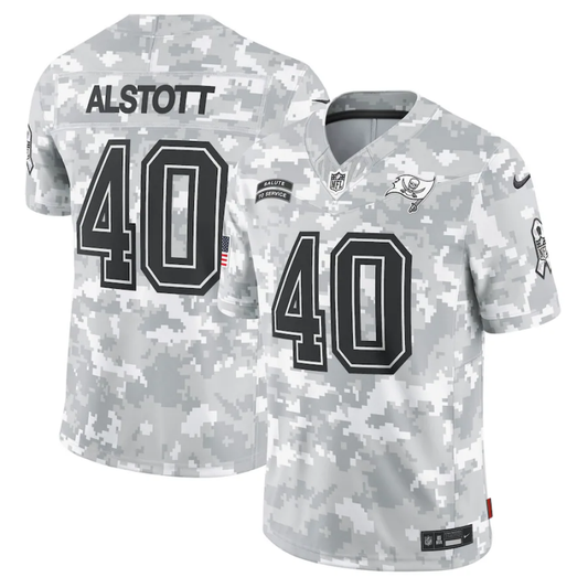 Men's Tampa Bay Buccaneers Mike Alstott #40 Arctic Camo 2024 Salute to Service Retired Player Limited Jersey1