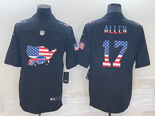 Men's Buffalo Bills Josh Allen #17 Black Authentic Player Jersey1