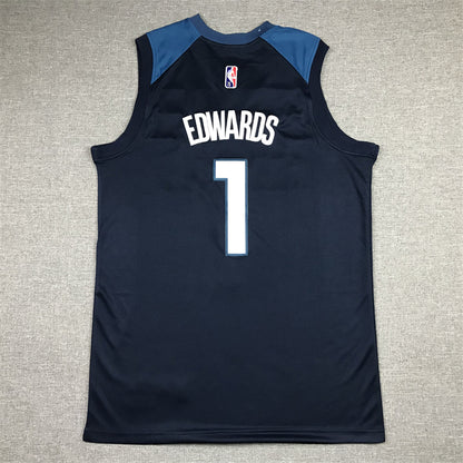 Men's Minnesota Timberwolves Anthony Edwards Navy 2021/22 Swingman Jersey1