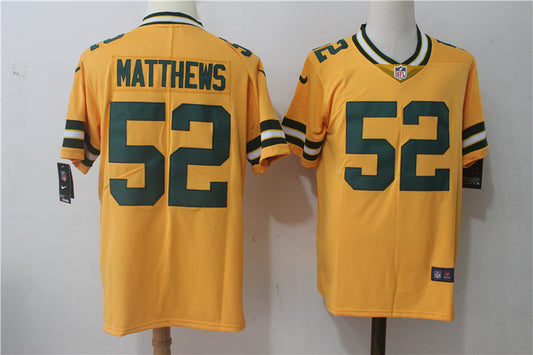 Men's Green Bay Packers Clay Matthews #52 Yellow Inverted Legend Jersey1