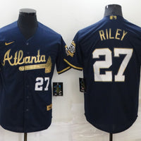Men's Atlanta Braves Austin Riley #27 Navy Fashion Stitched Jersey1