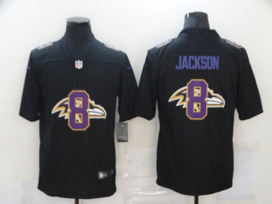 Men's Baltimore Ravens #8 Lamar Jackson Black Authentic Game Jersey1