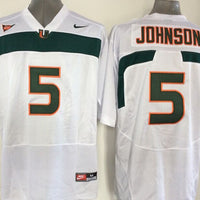 Men's Miami Hurricanes Andre Johnson #5 White Team Football Jersey