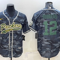 Men's Green Bay Packers Aaron Rodgers #12 Grey camouflage Game Player Jersey1 Joint Edition